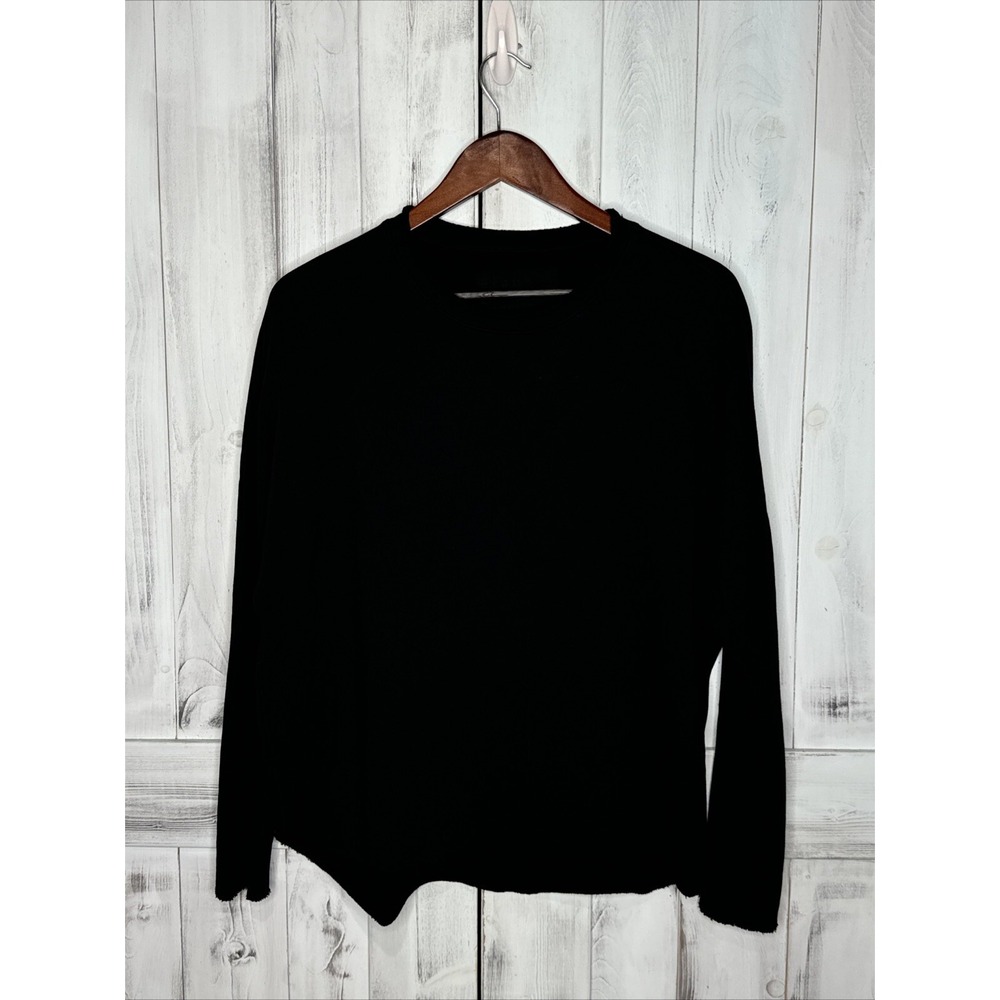 FRANK & EILEEN ANNA NAVY BLUE LONG SLEEVE TRIPLE FLEECE RAW HEM SWEATSHIRT XS